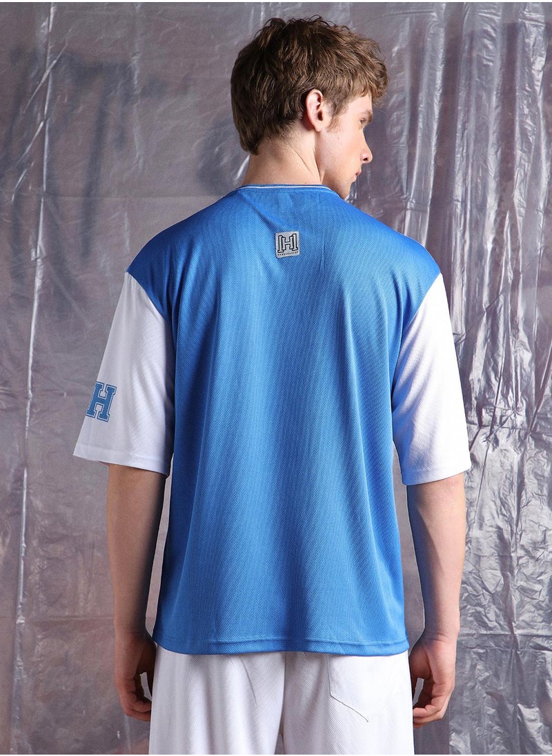 Hubberholme - Blue Oversized Tshirts Printed design crafted from 100% Polyester featuring Half Sleeve with Slip on closure. - Image 1