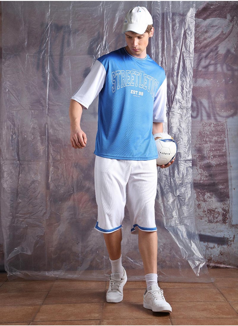 Hubberholme - Blue Oversized Tshirts Printed design crafted from 100% Polyester featuring Half Sleeve with Slip on closure. - Image 1