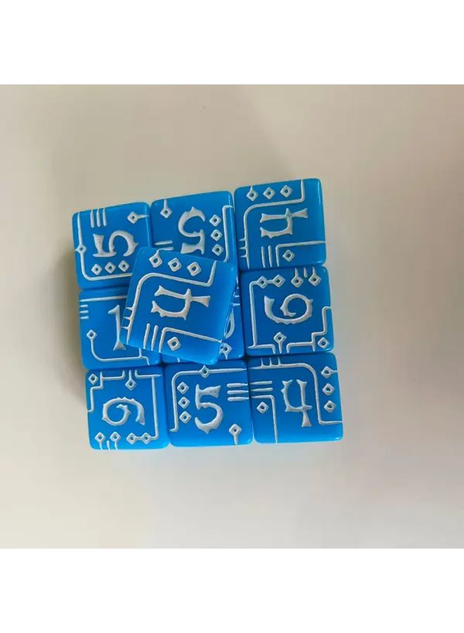 مجموعة نرد زرقاء وبيضاء مرقمة 10 قطع، ملمس فريد، ألعاب الطاولة العائلية والحفلات - Image 1