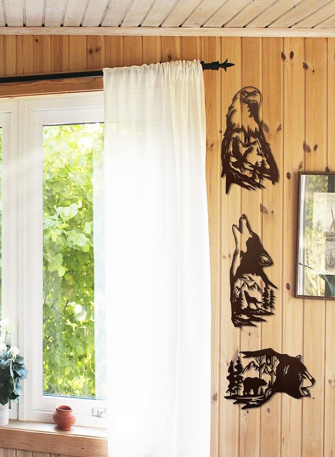 J-Fly Metal Bear Wall Decor Eagle Wall Decor Wildlife Wall Art Rustic Cabin Decor Laser Cut Bear and Wolf Eagle For Living Room Valentine Bathroom etc Indoor & Outdoor Decor 3 Pack - Image 5