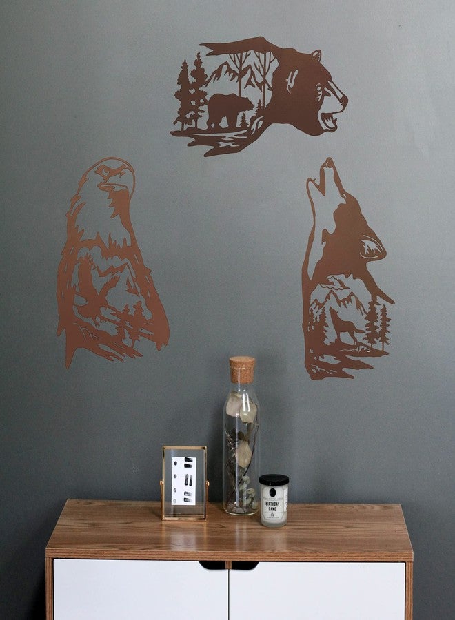 J-Fly Metal Bear Wall Decor Eagle Wall Decor Wildlife Wall Art Rustic Cabin Decor Laser Cut Bear and Wolf Eagle For Living Room Valentine Bathroom etc Indoor & Outdoor Decor 3 Pack - Image 4