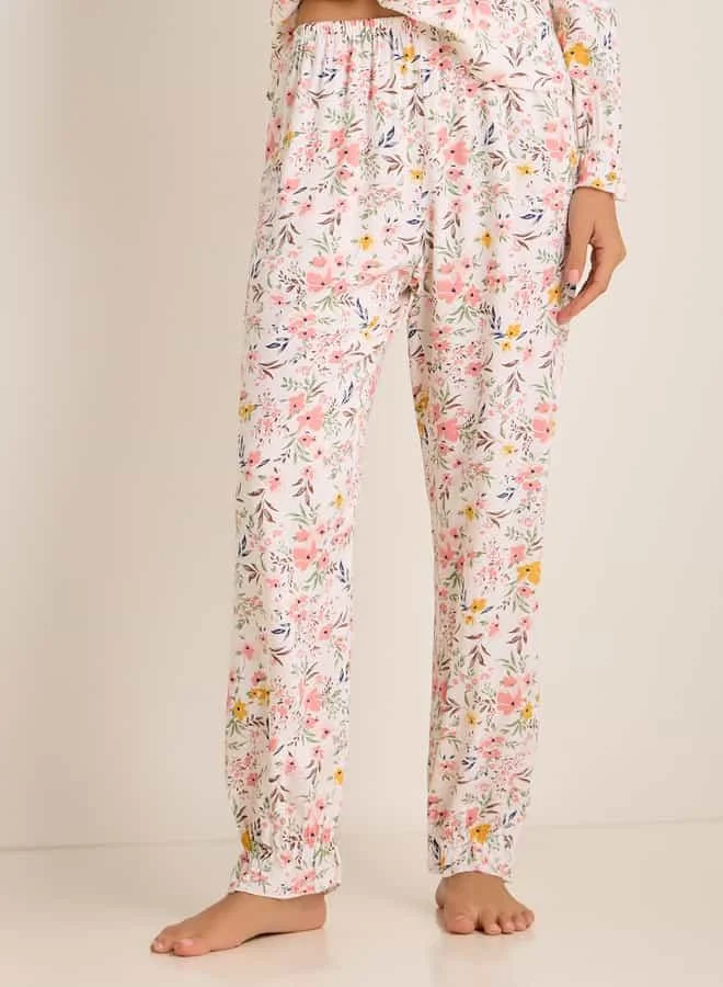 Splash FAV Floral Print Long Sleeves Top and Pyjama Set