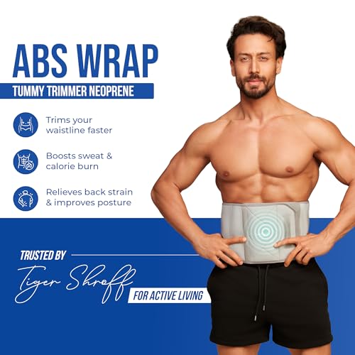 Leeford Waist Belt for Tummy Exercise | Sweat Belt Neoprene for Women & Men for Abdomen & Back Support | Abs Wrap for Workout & Fitness & Waist Shaping | Adjustable Universal Size Grey - Image 2
