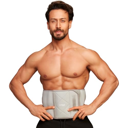 Leeford Waist Belt for Tummy Exercise | Sweat Belt Neoprene for Women & Men for Abdomen & Back Support | Abs Wrap for Workout & Fitness & Waist Shaping | Adjustable Universal Size Grey - Image 1