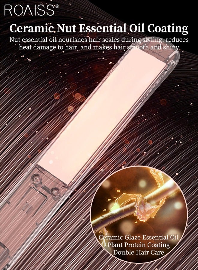 رويس حديد فرد الشعر وتجعيد الشعر اللاسلكية القابلة لإعادة الشحن 2 في 1، 3 إعدادات لدرجة الحرارة، تسخين سريع، زيت عطري سيراميك للعناية بالشعر، حديد تجعيد الشعر المحمولة للسفر للمنزل والسكن الجامعي والخارج - Image 2