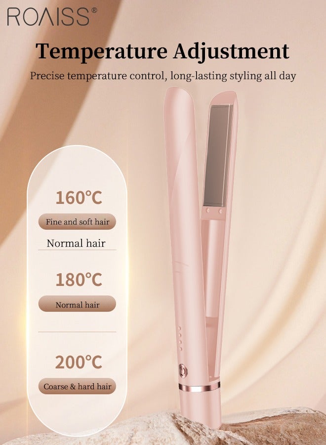 رويس حديد فرد الشعر وتجعيد الشعر اللاسلكية القابلة لإعادة الشحن 2 في 1، 3 إعدادات لدرجة الحرارة، تسخين سريع، زيت عطري سيراميك للعناية بالشعر، حديد تجعيد الشعر المحمولة للسفر للمنزل والسكن الجامعي والخارج - Image 3