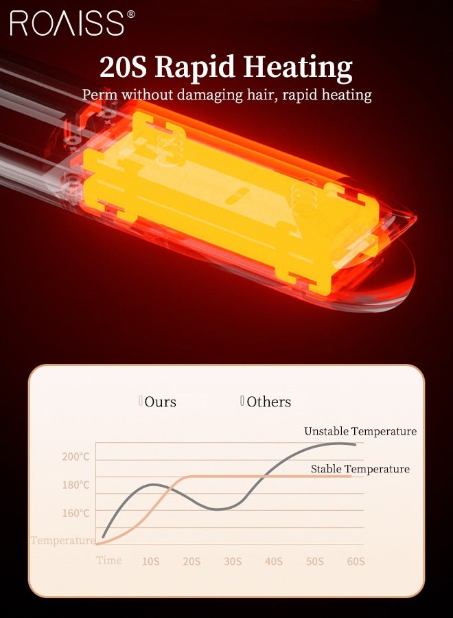 رويس حديد فرد الشعر وتجعيد الشعر اللاسلكية القابلة لإعادة الشحن 2 في 1، 3 إعدادات لدرجة الحرارة، تسخين سريع، زيت عطري سيراميك للعناية بالشعر، حديد تجعيد الشعر المحمولة للسفر للمنزل والسكن الجامعي والخارج - Image 4