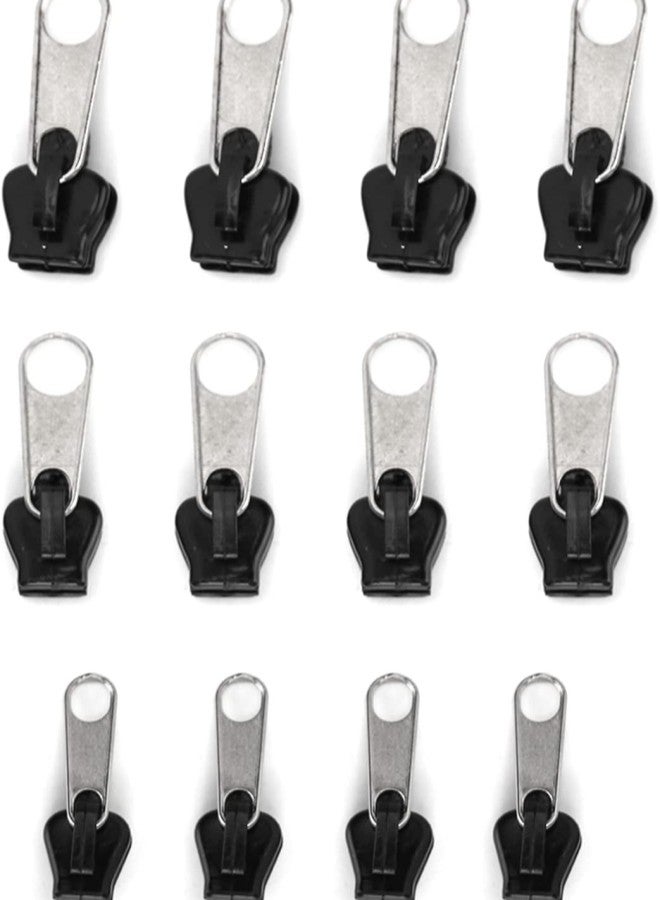 klarako Zipper Head 12Pcs Universal Zipper Head Repair Kit Replacement for DIY Jackets Jeans Trousers Coats Wallets 3kind Size(Silver) - Image 1