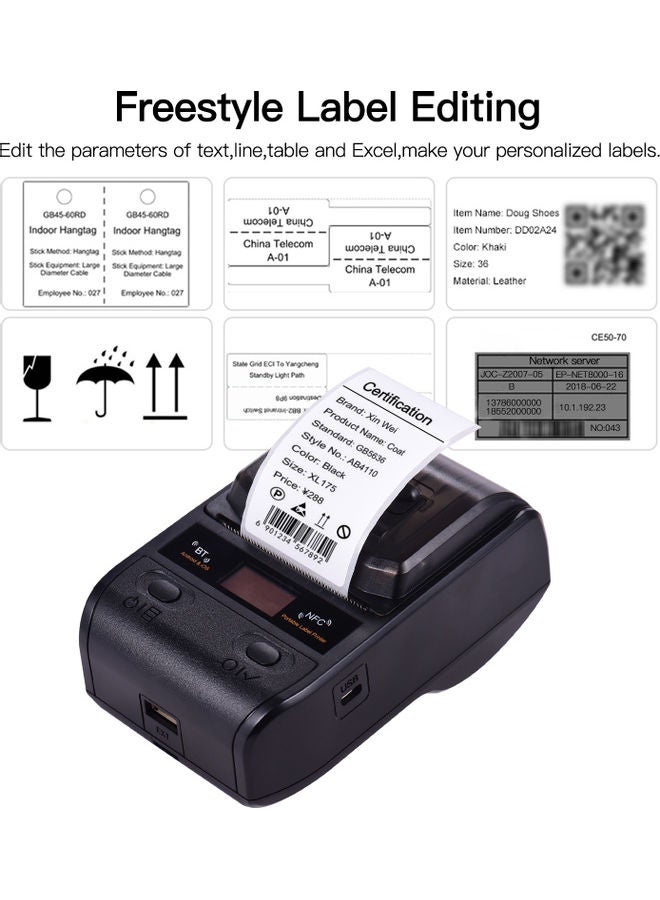 NIBEMINENT Portable Thermal Printer Black  - Image 3