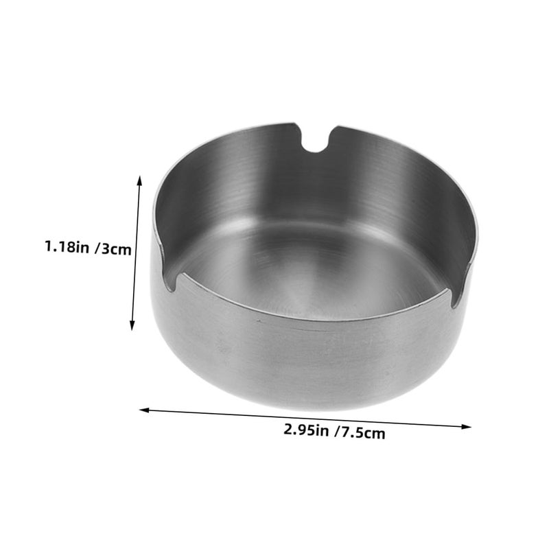 2Pcs Stainless Steel Ashtray 8cm Round Portable Ash Holder for Desktop Patio Travel - Image 3