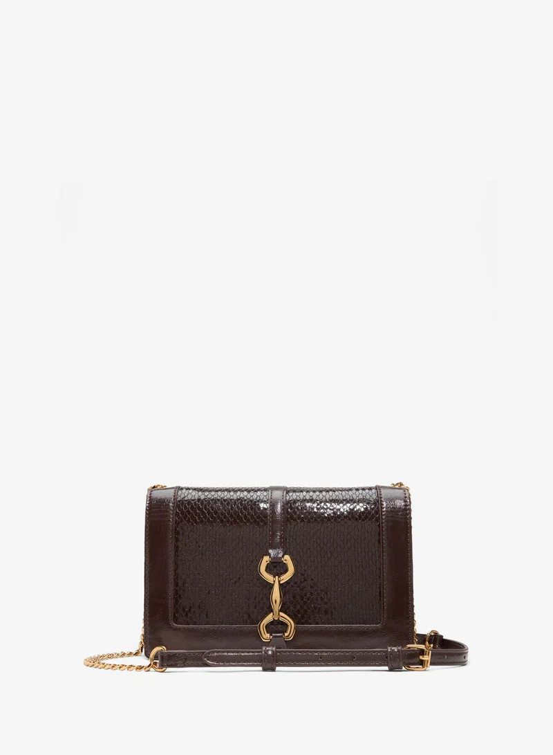 Aldo Womens Medium Brown Magnetic Snap Sling Bag