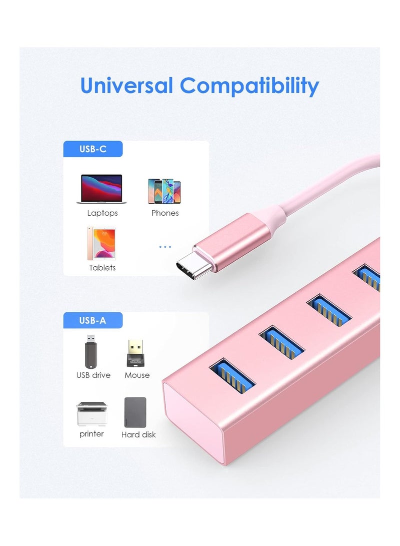 Lention LENTION 4-in-1 USB C Hub, 4 USB 3.0 Ports, USB C to USB A Multiport Adapter for 2023-2016 MacBook Pro, Mac Air & Surface, iPad Pro, Chromebook, More, Stable Driver Certified (CB-C22s, Rose Gold)  - Image 3