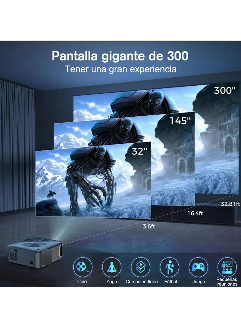 4K Video Projector with 5G WiFi & Bluetooth 5.1, 450 ANSI Lumens, 300" Display, 1080P UHD Smart Home Theater Projector, 40000 Hours Life, Portable Outdoor Projector (B)  - Image 4