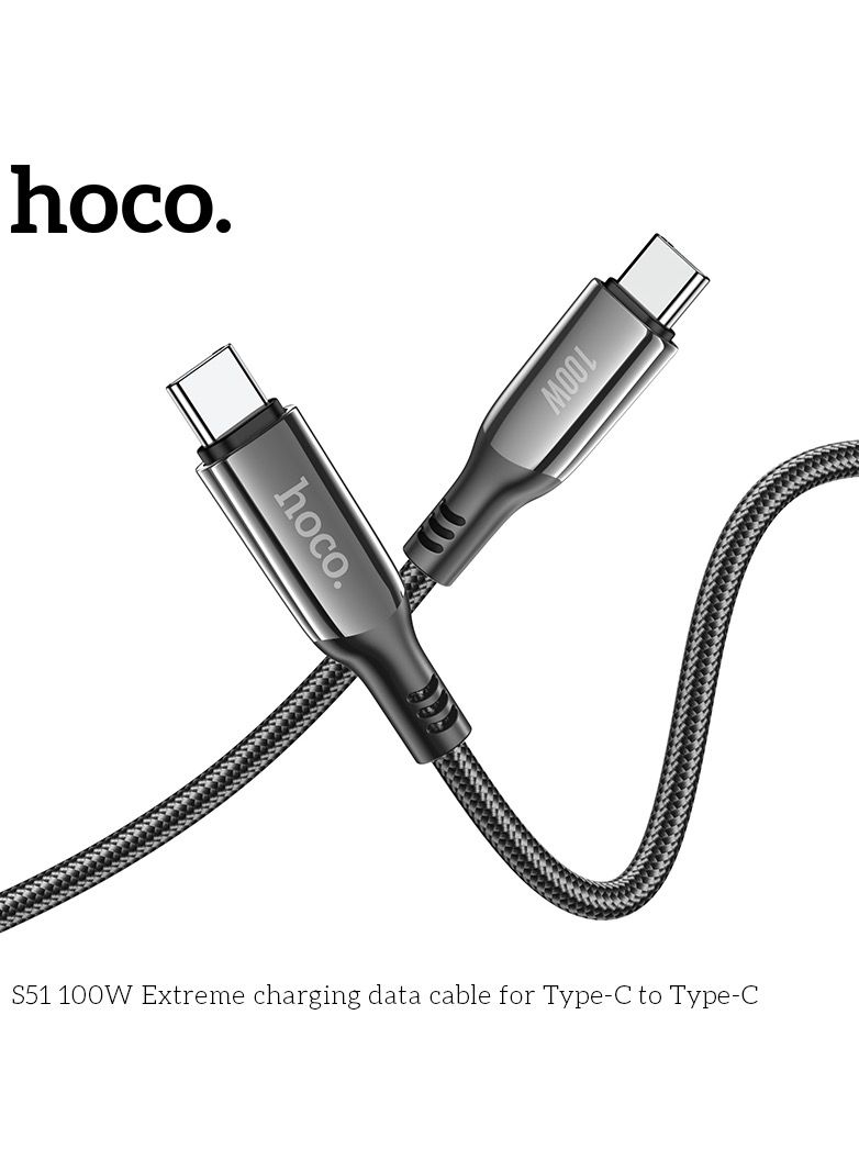 Hoco 100W Extreme Charging Data Cable Type-C To Type-C For Android And Macbook - Image 3