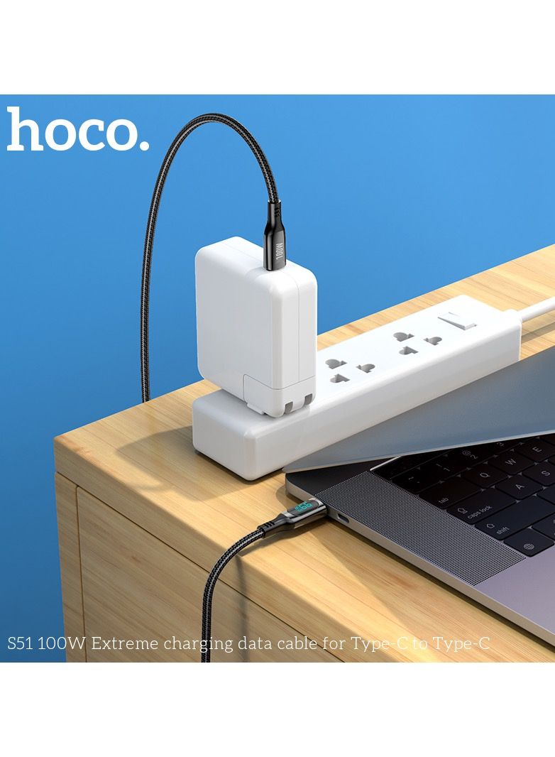 Hoco 100W Extreme Charging Data Cable Type-C To Type-C For Android And Macbook - Image 2