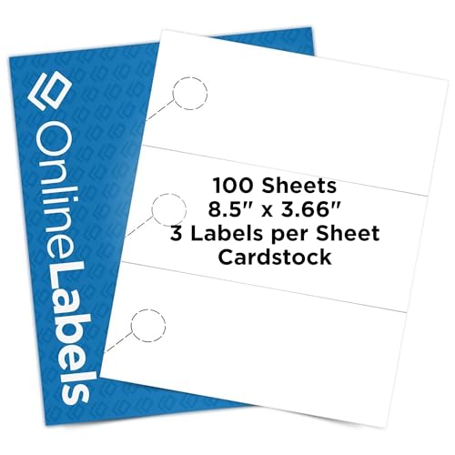 Online Labels Door Hangers - 8.5 x 3.66 - Cardstock - Pack of 300, 100 Sheets - Inkjet/Laser Printer - Online Labels - Image 1
