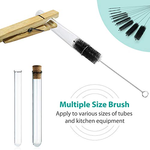 CiaraQ Bottle Cleaning Brushes, 8 Inch Nylon Tube Brush Set, Cleaner for Narrow Neck Bottles Cups with Hook, Set of 10pcs, Black - Image 5