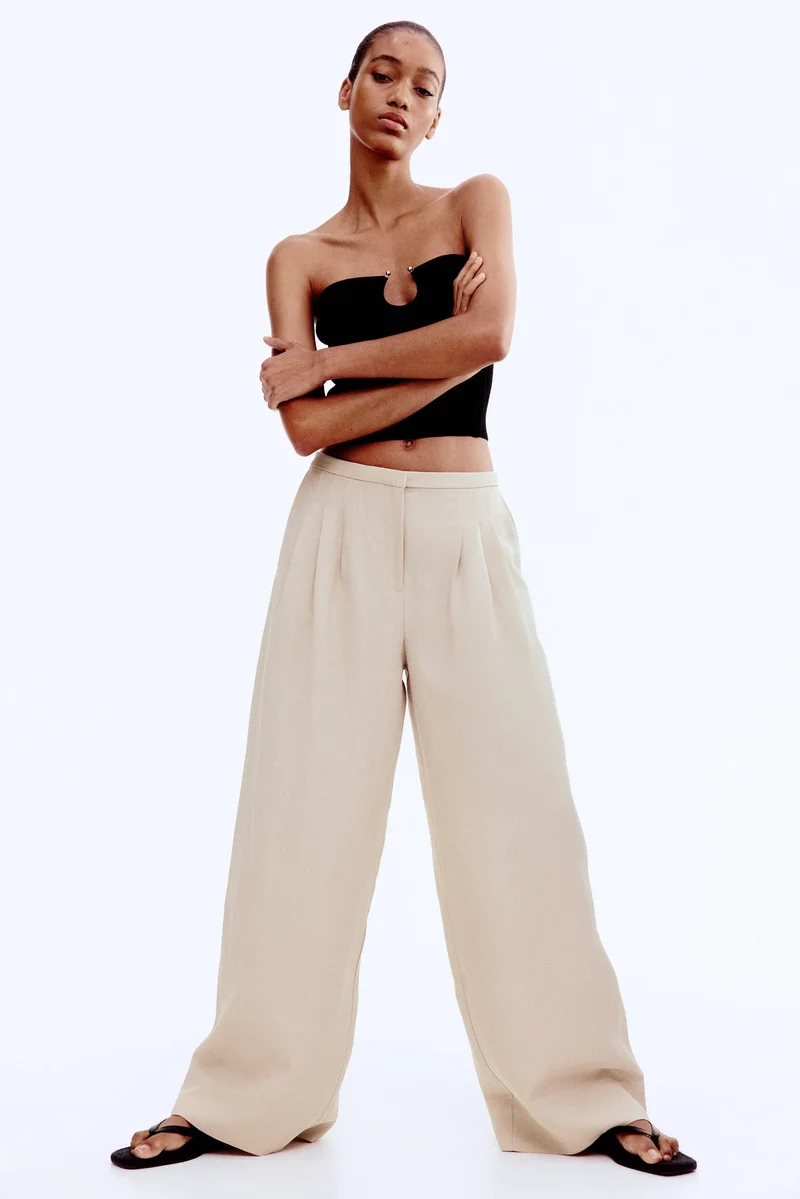 H&M Wide linen-blend trousers