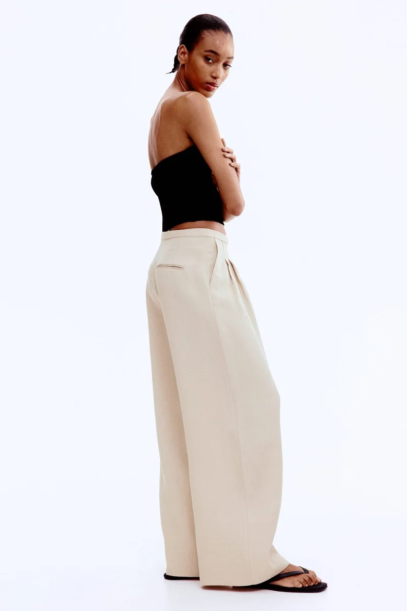 H&M Wide linen-blend trousers