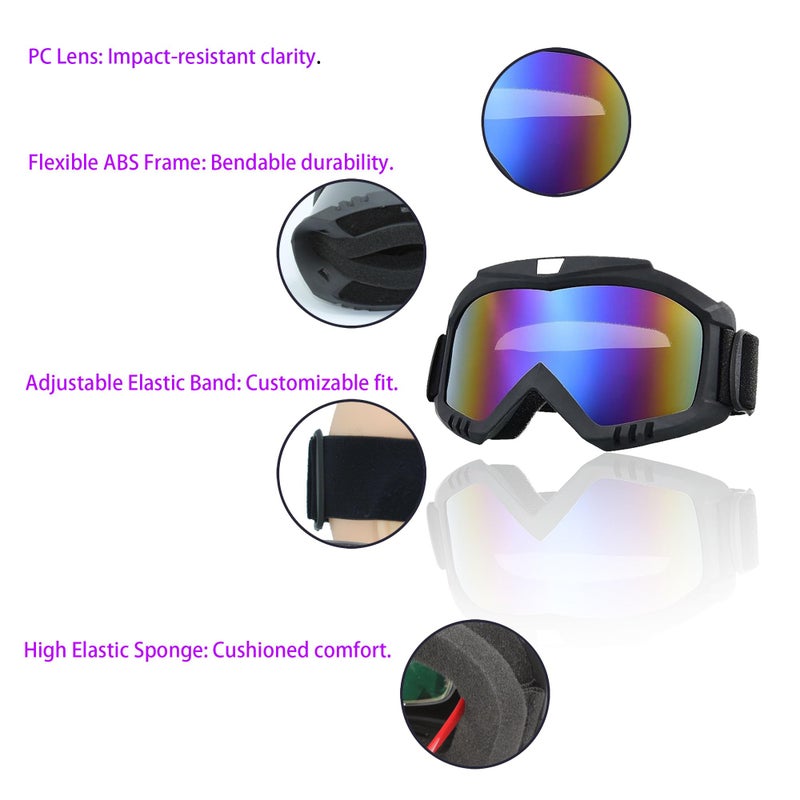 CROSSBODY 2 Pieces Motorcycle Goggles with Adjustable Face Mask,Dirt Bike ATV Motocross MX Riding Offroad Cycling Protective Glasses - Image 3