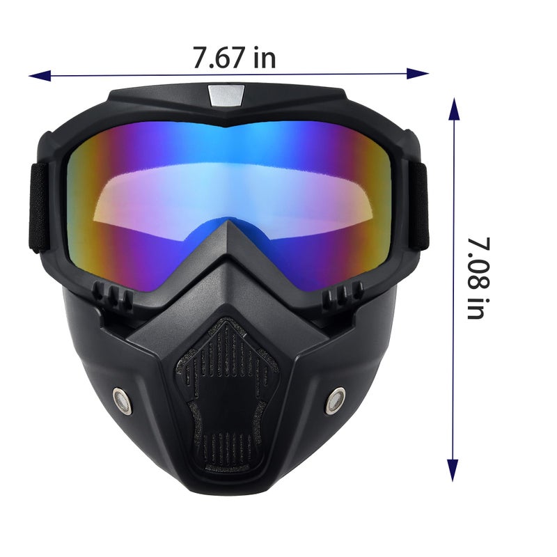 CROSSBODY 2 Pieces Motorcycle Goggles with Adjustable Face Mask,Dirt Bike ATV Motocross MX Riding Offroad Cycling Protective Glasses - Image 4
