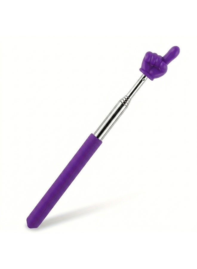 Telescopic Teacher Pointer with Finger Design Retractable Extendable Presentation Stick for Classroom Teaching and Training (Purple) - Image 1