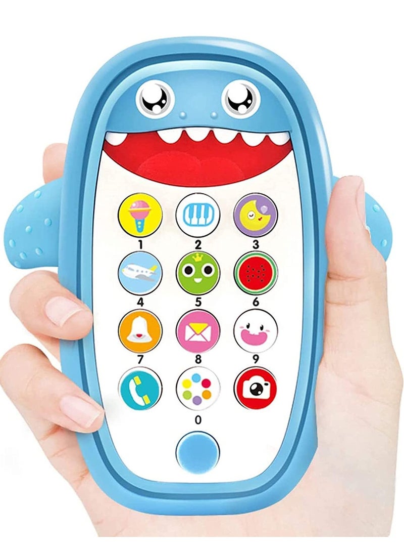 SYOSI Baby Musical Toys, Baby Shark Phone Toys with Light and Sound, Teething Phone Toy for Babies, Play and Learn for Children and Toddlers, Preschool Birthday Gift for Girl Boy 18+ Months Blue - Image 1