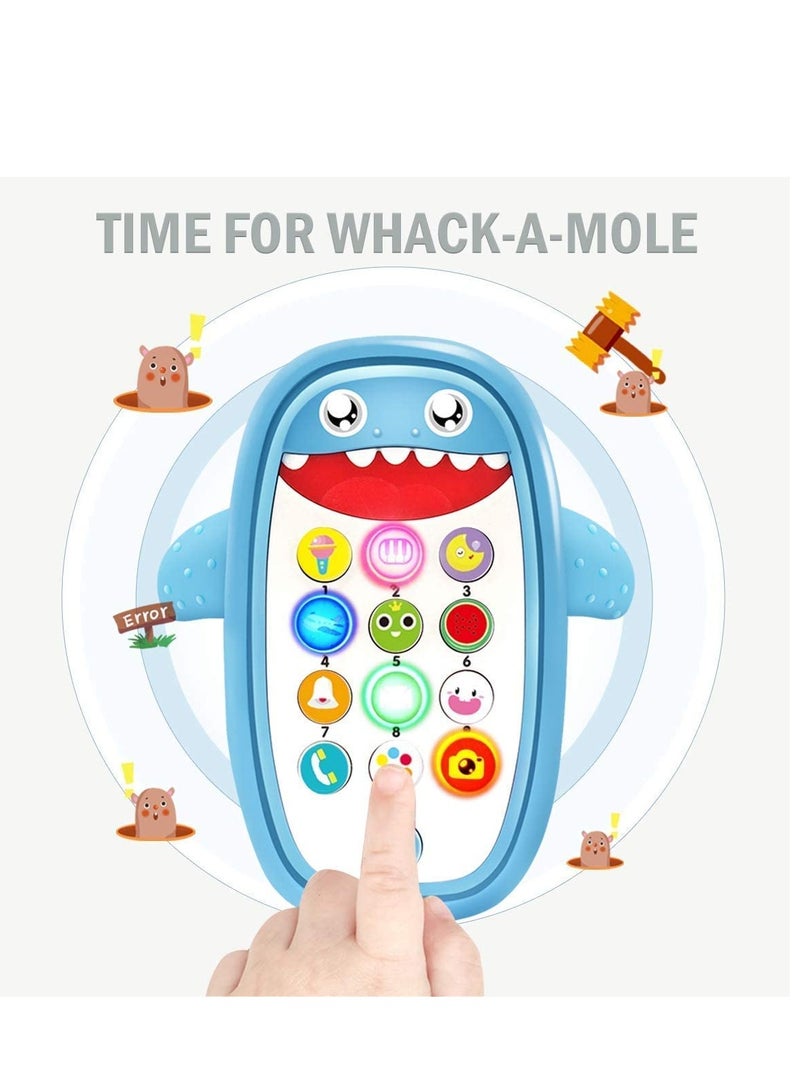 SYOSI Baby Musical Toys, Baby Shark Phone Toys with Light and Sound, Teething Phone Toy for Babies, Play and Learn for Children and Toddlers, Preschool Birthday Gift for Girl Boy 18+ Months Blue - Image 2