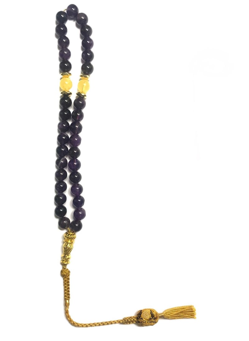 Miracle Empire Islamic Prayer Beads 33 Natural Gemstones Amethyst And Citrine Calm Abundance Nature  - Image 1