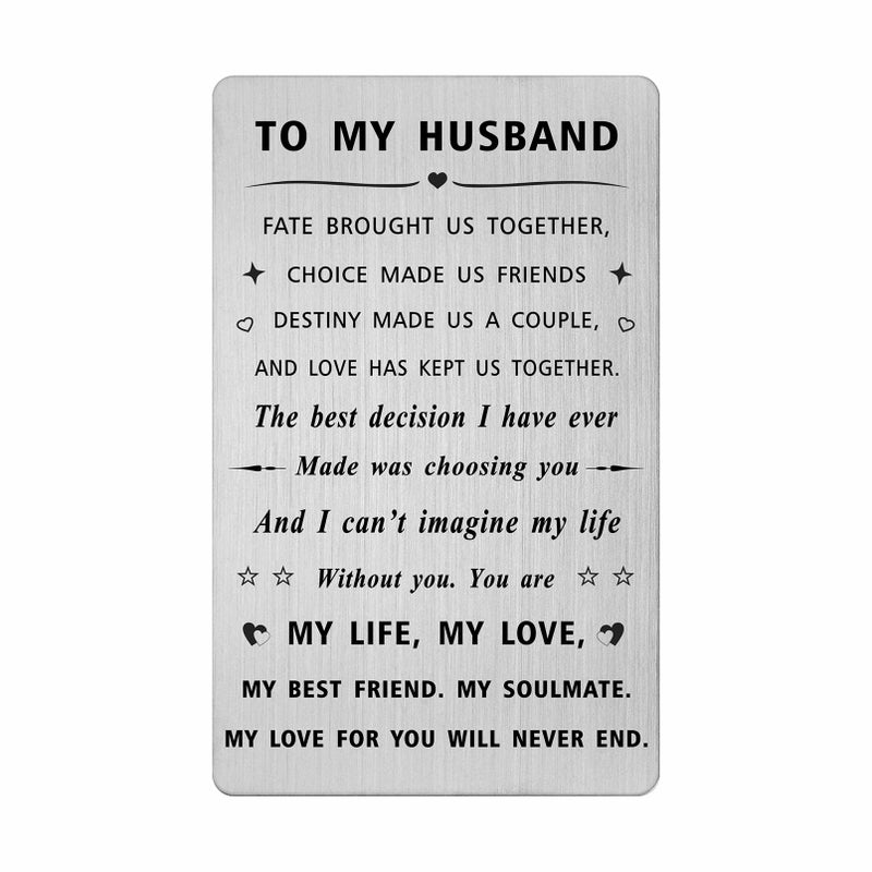 SOUSYOKYO Husband Valentines Day Card from Wife, Personalized I Love My Husband Birthday Gift Ideas, Mens Fathers Day Anniversary Card for Him - Image 1