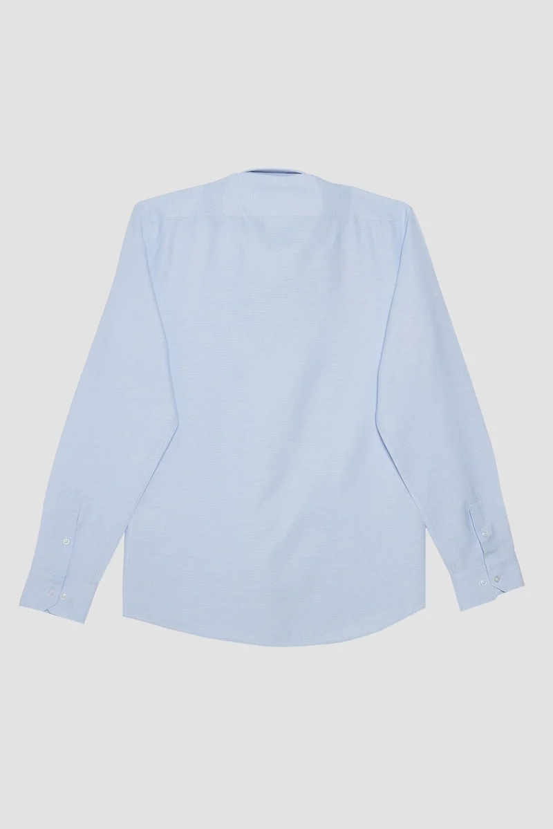 تودورس Men's Modern Fit Slim Fit Cotton Easy Iron Dobby Blue Shirt