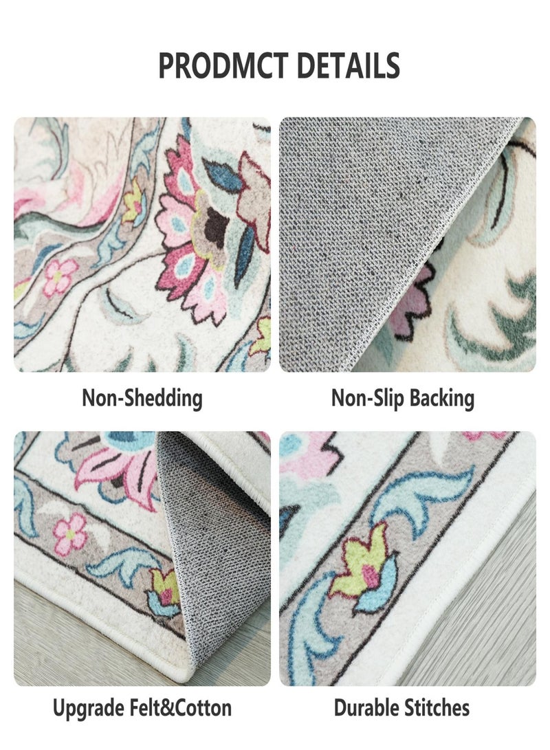 جو توي سجادة بوهيمي قابلة للغسل وقابلة للطي ومضادة للانزلاق ومضادة للبقع مناسبة لغرفة النوم وغرفة الطعام والممر والمكتب ومدخل المطبخ سجادة غرفة نوم مقاس 200 × 300 سم - Image 5