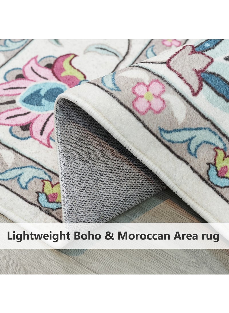 جو توي سجادة بوهيمي قابلة للغسل وقابلة للطي ومضادة للانزلاق ومضادة للبقع مناسبة لغرفة النوم وغرفة الطعام والممر والمكتب ومدخل المطبخ سجادة غرفة نوم مقاس 200 × 300 سم - Image 3
