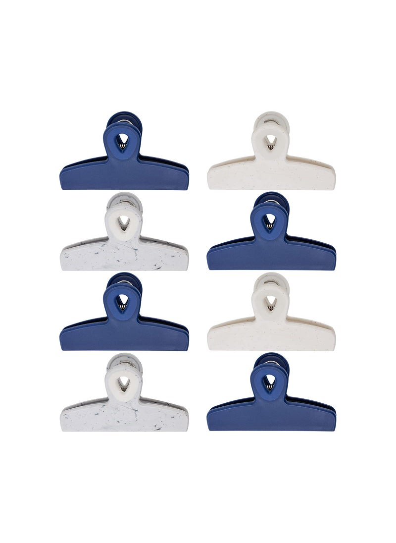 COOK WITH COLOR COOK WITH COLOR Bag Clips  Heavy Duty Chip Clip and Refrigerator Magnet Clips for Food Storage with Air Tight Seal Grip Blue and White Pack of 8 Large Clips 