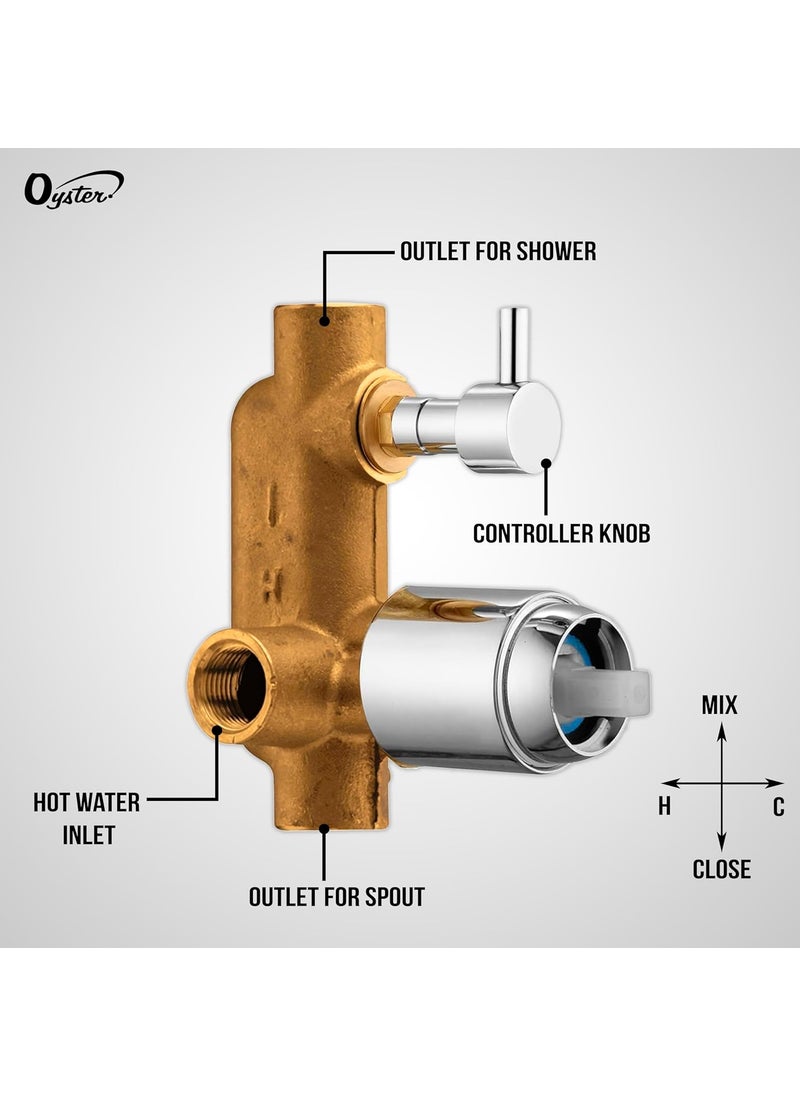 T&FOYSTERGOLD Oyster Opal Brass High Flow Diverter Full Set For Bathroom Concealed Body With Head Showers and Bath Tub Spout Shower Set For Bathroom Bathroom Mixer Set Chrome  - Image 3