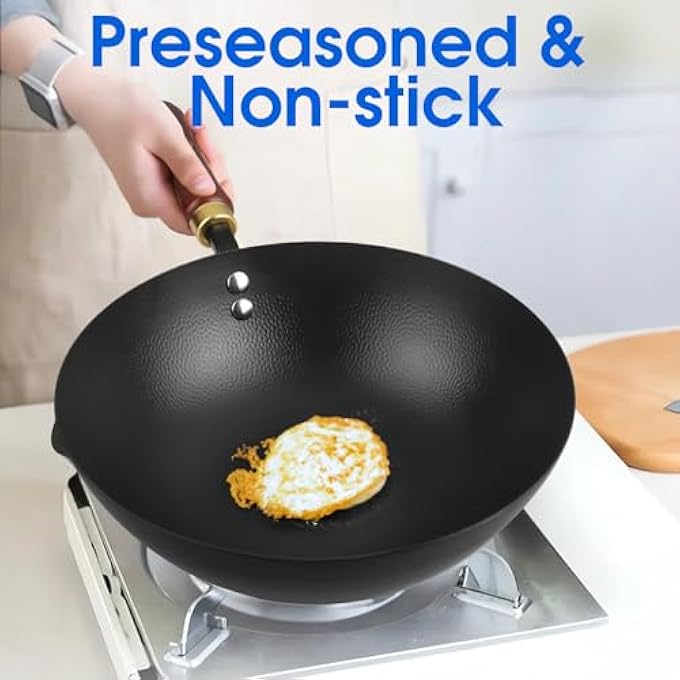 Souped Up Recipes مقلاة ووك من الفولاذ الكربوني مقاس 10 بوصات للمواقد الكهربائية والغازية مع غطاء ودليل مستخدم فيديو متضمن - Image 5
