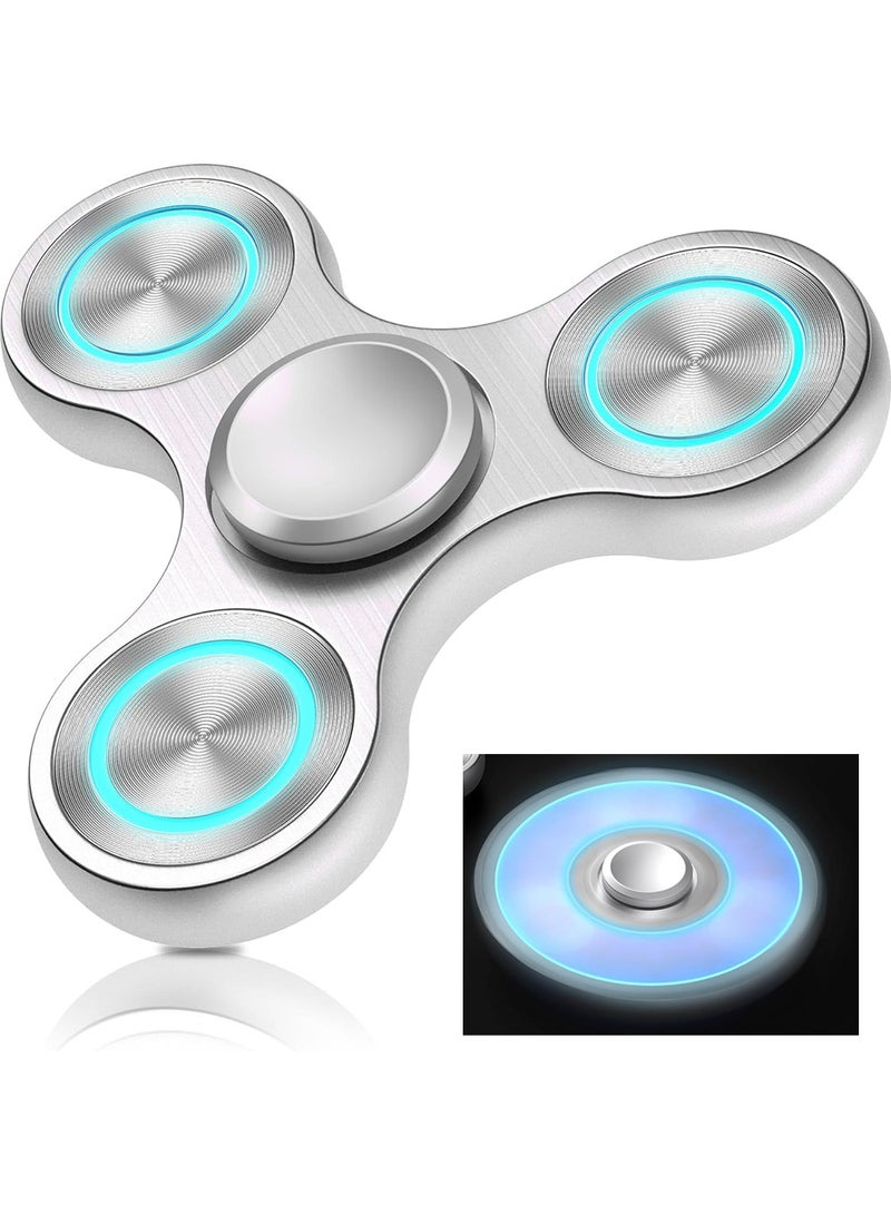 Fidget Spinners Toy, Metal Stainless Steel Bearing High Speed 4-8 Min Spins, EDC ADHD Stress Anxiety Relieves Fidgets Finger Toys, Novelty Gift for Kids and Adults, Silver - Image 1