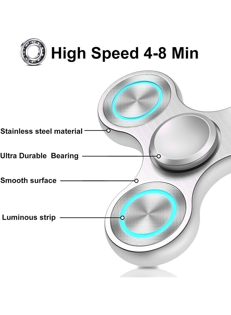 Fidget Spinners Toy, Metal Stainless Steel Bearing High Speed 4-8 Min Spins, EDC ADHD Stress Anxiety Relieves Fidgets Finger Toys, Novelty Gift for Kids and Adults, Silver - Image 2