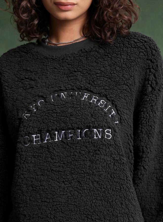 Tokyo Talkies Printed Fleece Oversized Sweatshirt by Styli  - Image 5