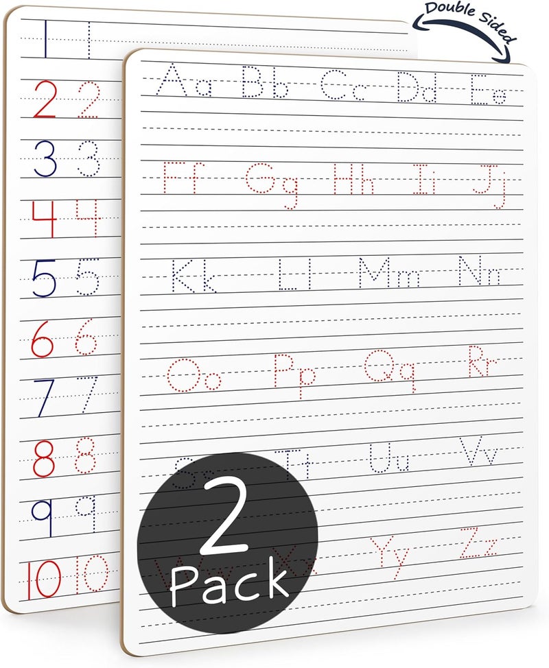 Scribbledo 2 Pack Dry Erase Handwriting Practice for Kids 9 x 12 inch Alphabet Tracing Board Whiteboard Letter Tracing for Kids Ages 3-5 Write and Wipe Alphabet Practice Cards Letters Writing Board - Image 1