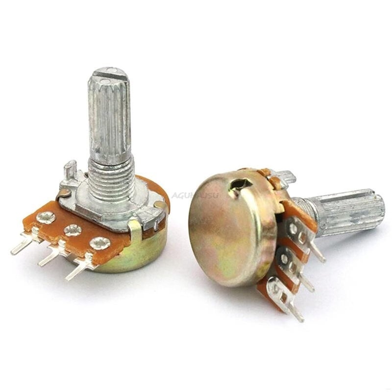100pcs WH148 20mm Shaft Amplifier Dual Stereo Potentiometer B1K B2K B5K B10K B20K B50K B100K B500K 3Pin 1K 2K 5K 10K 50K 100K(500K Ohm)