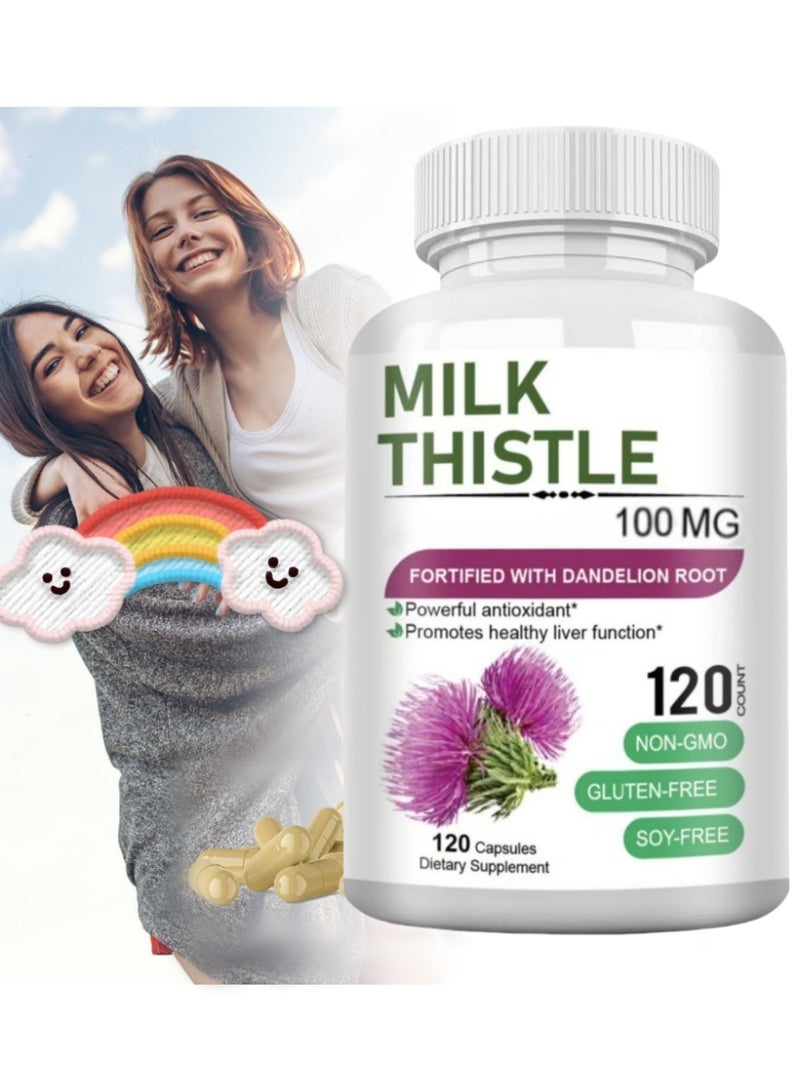 وينز تاون مستخلص حليب سيليمارين 100 ملغ ، دعم الكبد وإزالة السموم ، 120 كبسولات خضار ، مضادات الأكسدة القوية لصحة الكبد والتطهير - Image 2