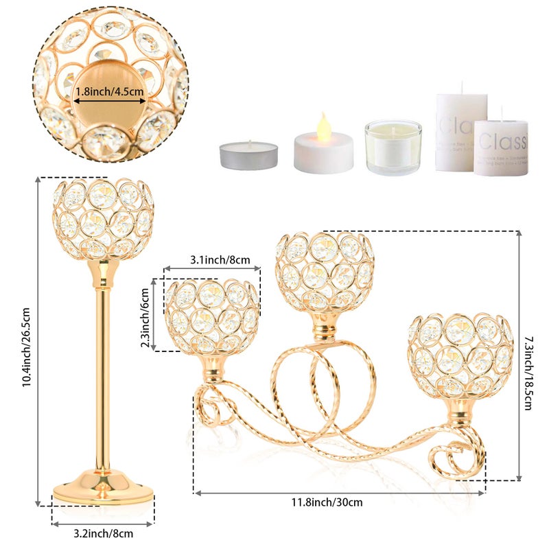 kolnlala Gold 5 Arm Metal Crystal Tea Light Candle Holder, Elegant Wedding Table Centerpiece, Christmas Wishing Bowl Candle Holder - Image 2