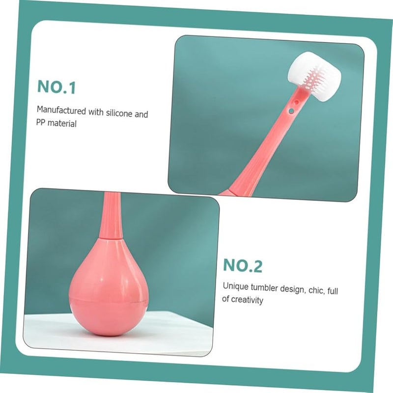 2 Pack Soft Silicone Bristles Manual Toothbrush For Adults Pink And Blue - Image 4