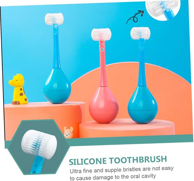 2 Pack Soft Silicone Bristles Manual Toothbrush For Adults Pink And Blue - Image 5