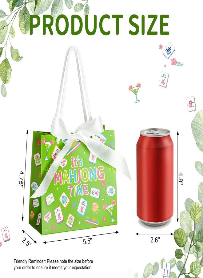 ForraFun 20 Pcs Mahjong Gift Bags Bulk with Handles Bow Small Mahjong Lover Gift Treat Candy Goodie Bags Mini Party Decorations for Women Men Game Night Birthday Party Supplies - Image 2