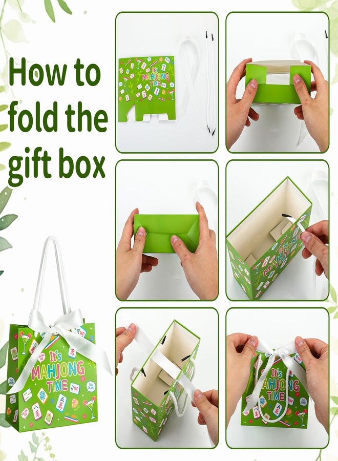 ForraFun 20 Pcs Mahjong Gift Bags Bulk with Handles Bow Small Mahjong Lover Gift Treat Candy Goodie Bags Mini Party Decorations for Women Men Game Night Birthday Party Supplies - Image 5
