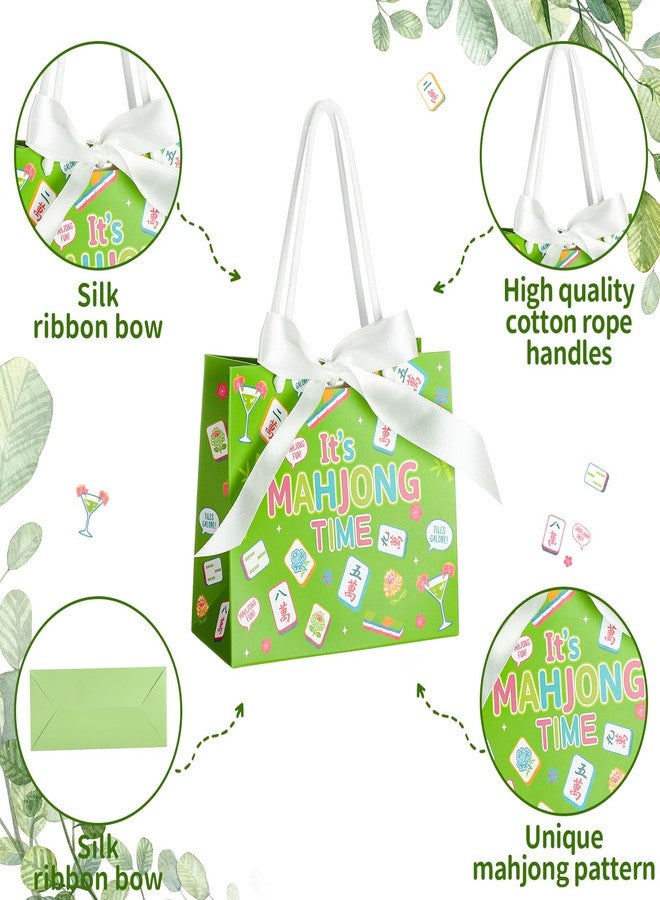 ForraFun 20 Pcs Mahjong Gift Bags Bulk with Handles Bow Small Mahjong Lover Gift Treat Candy Goodie Bags Mini Party Decorations for Women Men Game Night Birthday Party Supplies - Image 3