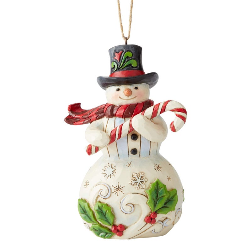 Enesco Jim Shore Heartwood Creek Snowman with Candy Cane Hanging Ornament 475 Inch Multicolor - Image 2