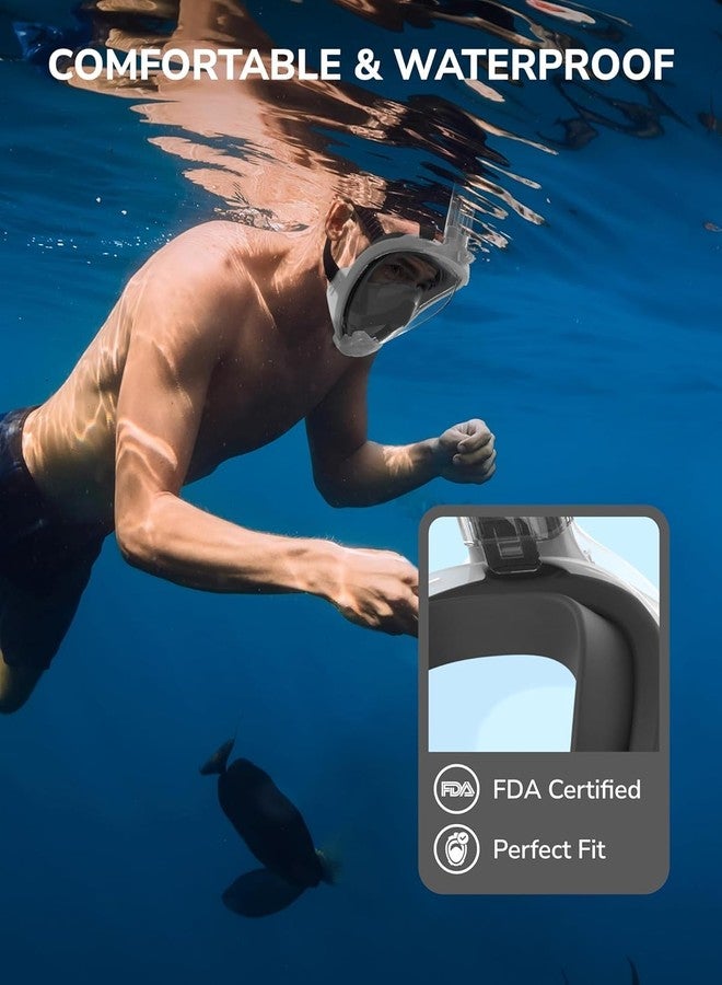 MUGATH Snorkel Mask,180°View Snorkelling Mask with Panoramic Full Face Design-Sports Camera Compatible Diving Mask with Anti-Fog and Anti-Leak Technology for Adults and Kids(Gray L/XL) - Image 5
